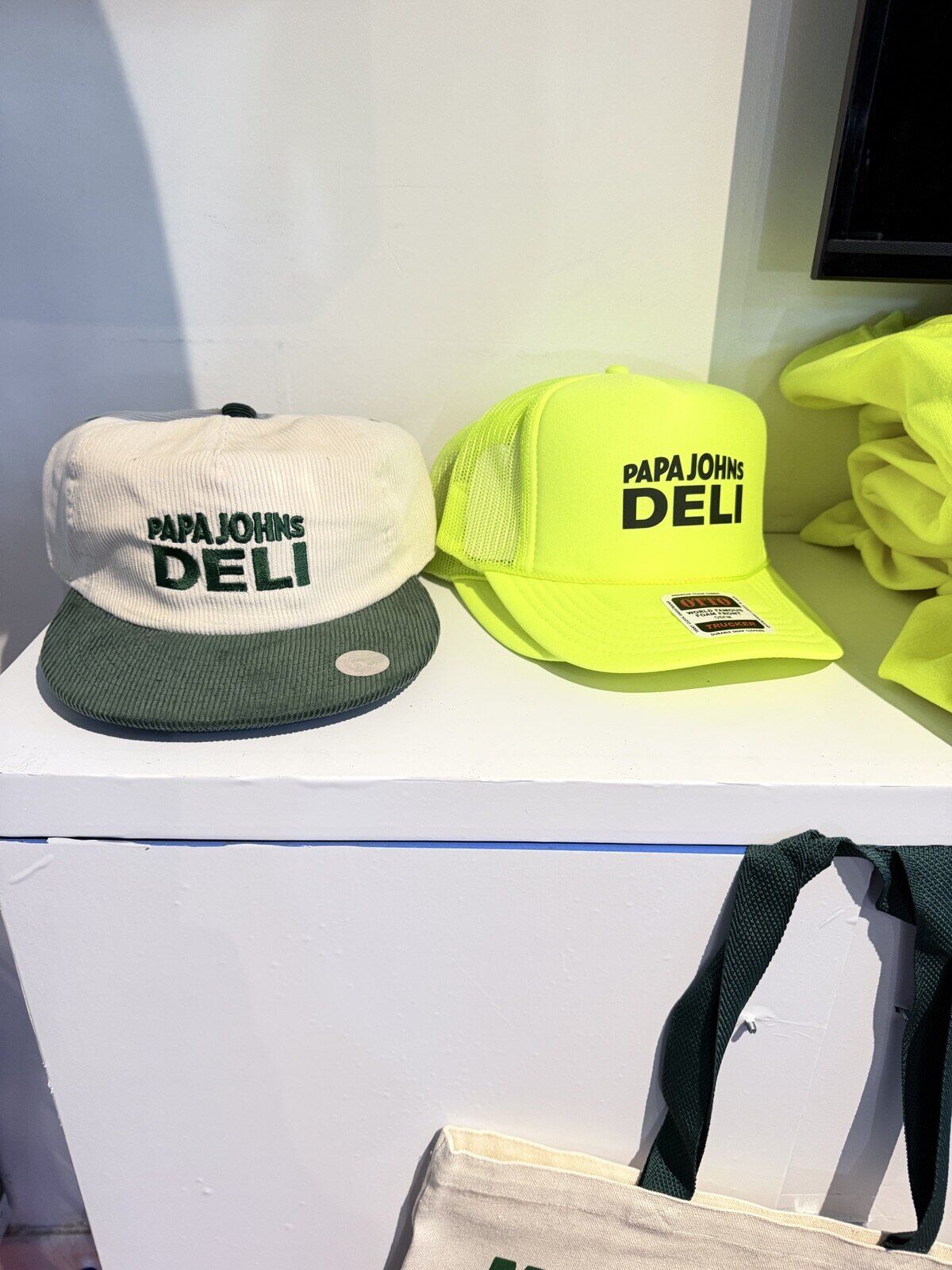 Branded swag display printed on site at a corporate campus by Merch Troop